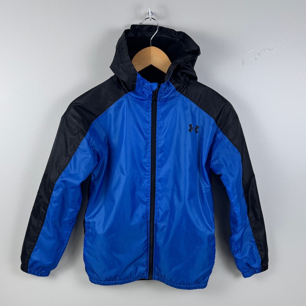 Under Armour Boys Blue and Black Hooded Jacket - Youth M